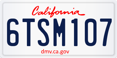 CA license plate 6TSM107