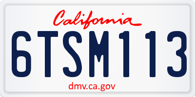 CA license plate 6TSM113