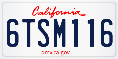 CA license plate 6TSM116