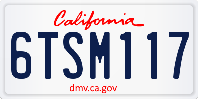 CA license plate 6TSM117