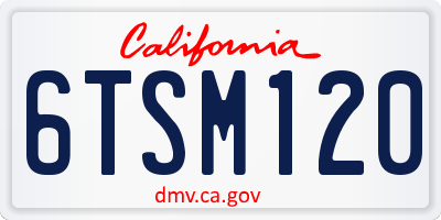 CA license plate 6TSM120