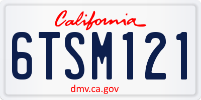 CA license plate 6TSM121
