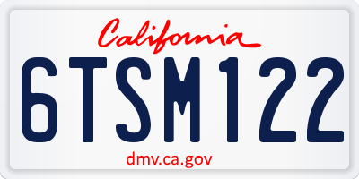 CA license plate 6TSM122