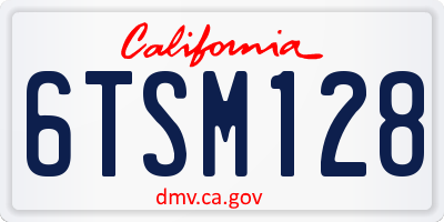CA license plate 6TSM128