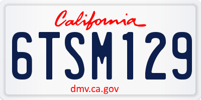 CA license plate 6TSM129