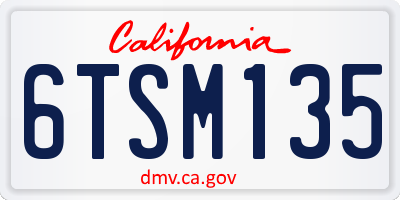 CA license plate 6TSM135