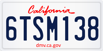 CA license plate 6TSM138