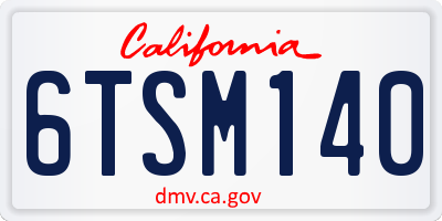 CA license plate 6TSM140