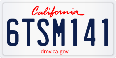 CA license plate 6TSM141