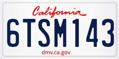 CA license plate 6TSM143