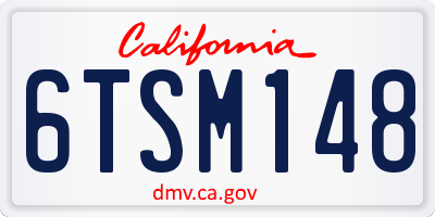CA license plate 6TSM148