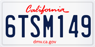 CA license plate 6TSM149