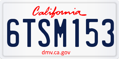 CA license plate 6TSM153