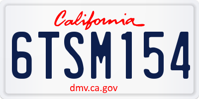 CA license plate 6TSM154
