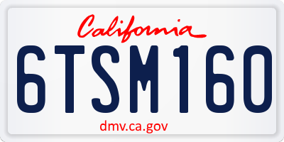 CA license plate 6TSM160