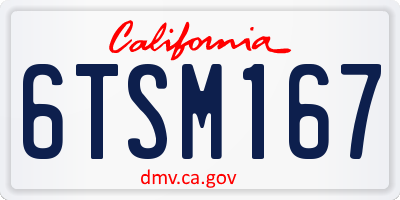 CA license plate 6TSM167