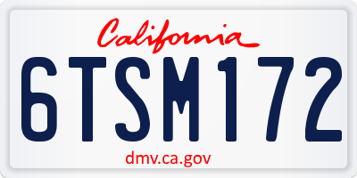CA license plate 6TSM172