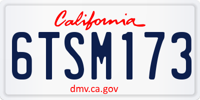 CA license plate 6TSM173