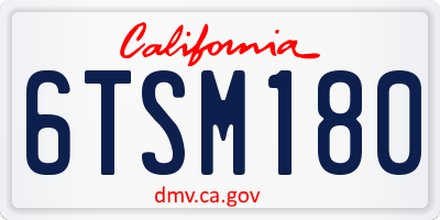 CA license plate 6TSM180