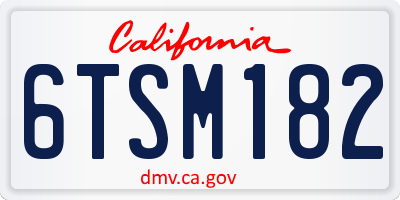 CA license plate 6TSM182