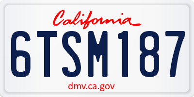 CA license plate 6TSM187