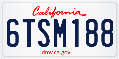 CA license plate 6TSM188