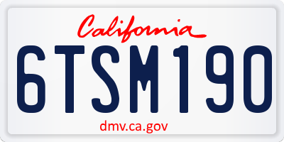 CA license plate 6TSM190