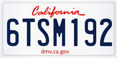 CA license plate 6TSM192