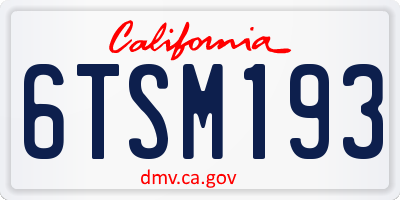CA license plate 6TSM193