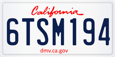 CA license plate 6TSM194