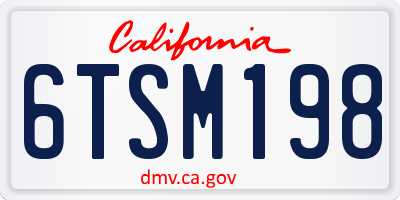 CA license plate 6TSM198