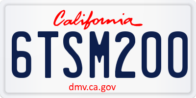 CA license plate 6TSM200