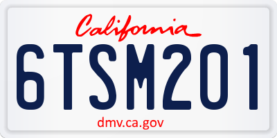 CA license plate 6TSM201