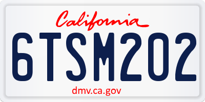 CA license plate 6TSM202