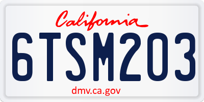 CA license plate 6TSM203