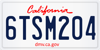 CA license plate 6TSM204