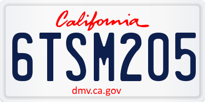 CA license plate 6TSM205