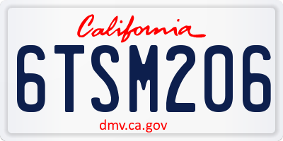 CA license plate 6TSM206