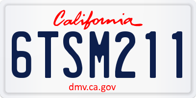CA license plate 6TSM211