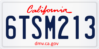 CA license plate 6TSM213