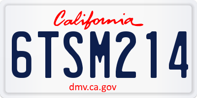 CA license plate 6TSM214