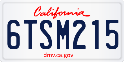 CA license plate 6TSM215