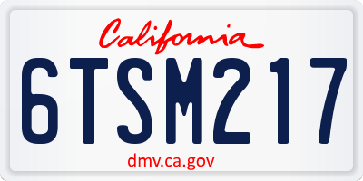 CA license plate 6TSM217