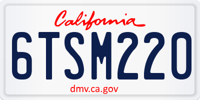 CA license plate 6TSM220