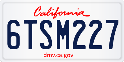 CA license plate 6TSM227