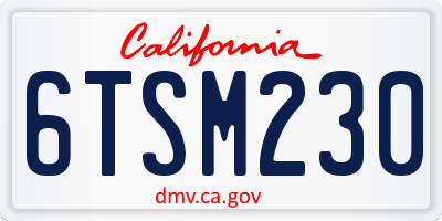 CA license plate 6TSM230