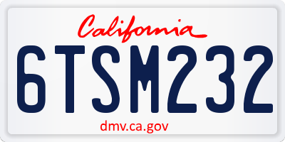 CA license plate 6TSM232