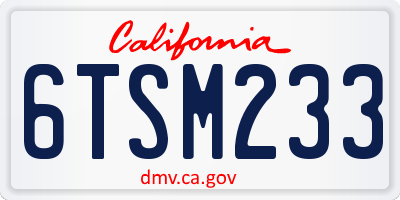 CA license plate 6TSM233