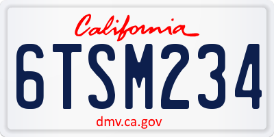 CA license plate 6TSM234