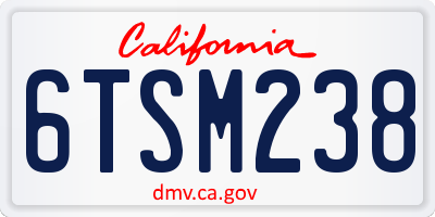 CA license plate 6TSM238